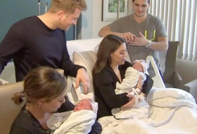 Twin sisters give birth in same hospital minutes apart